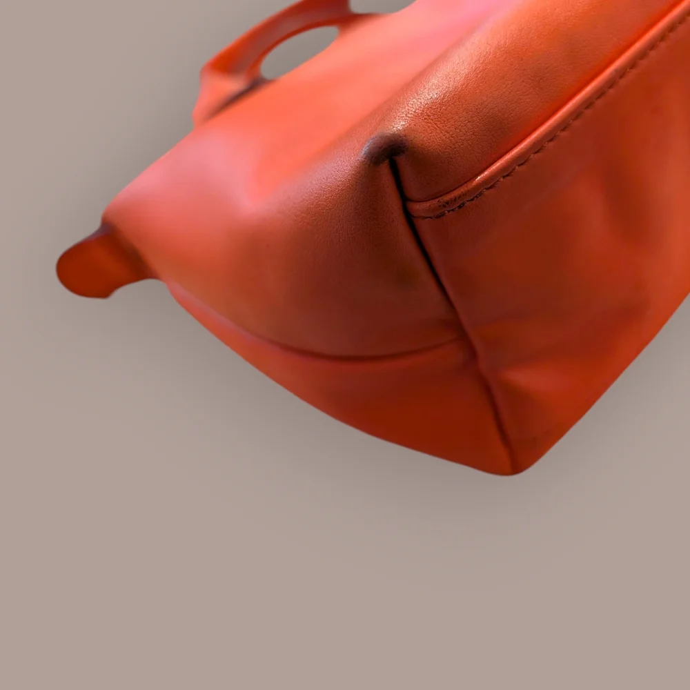 longchamp XS Le Pliage (Cuir/Leather) In Coral - Picture 13 of 16